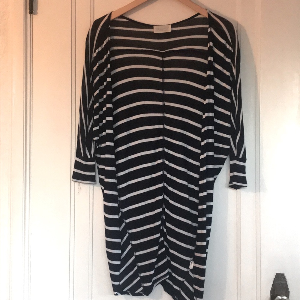 Zara lightweight striped navy blue & white shrug